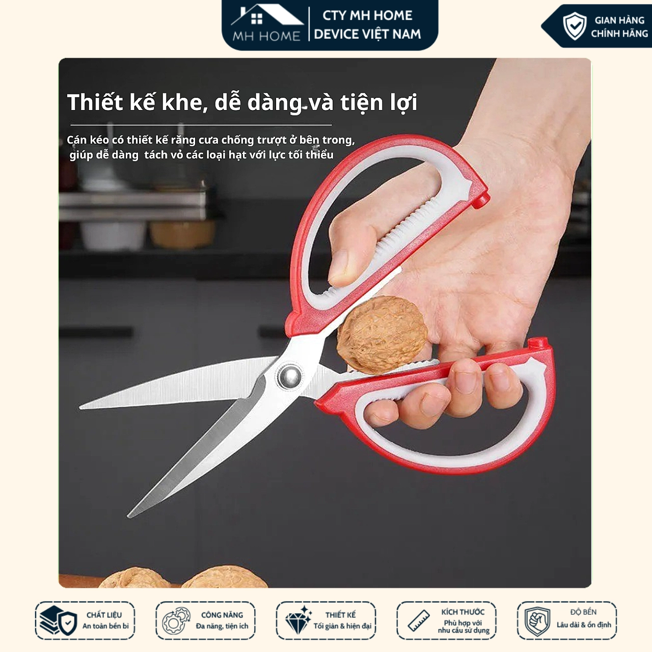 Combo 2 Kéo Cắt Đa Năng Cán Đỏ, Kéo Văn Phòng Cắt Giấy, Cắt Vải, Cắt Chỉ